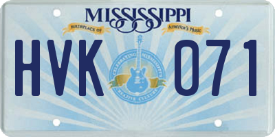MS license plate HVK071