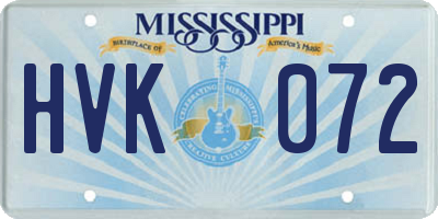 MS license plate HVK072