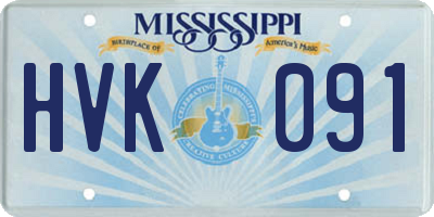 MS license plate HVK091