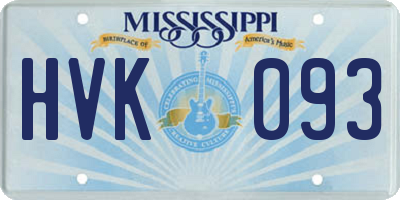 MS license plate HVK093