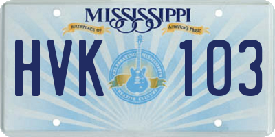 MS license plate HVK103