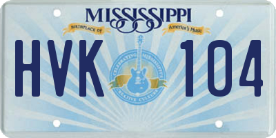MS license plate HVK104