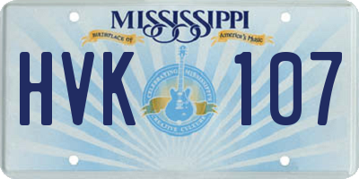 MS license plate HVK107