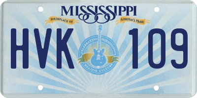 MS license plate HVK109