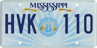 MS license plate HVK110