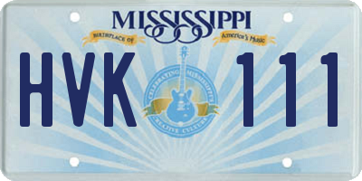 MS license plate HVK111