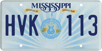 MS license plate HVK113