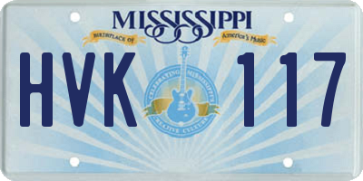 MS license plate HVK117