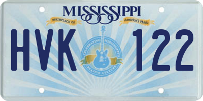 MS license plate HVK122