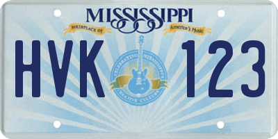 MS license plate HVK123