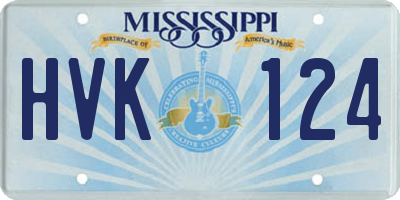 MS license plate HVK124