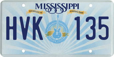 MS license plate HVK135