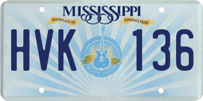 MS license plate HVK136