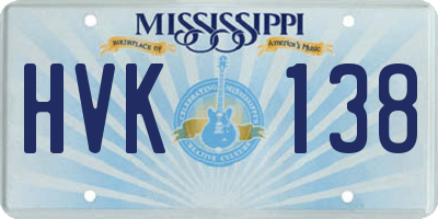 MS license plate HVK138