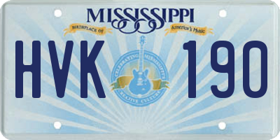 MS license plate HVK190