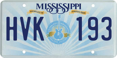 MS license plate HVK193