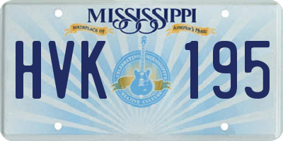 MS license plate HVK195