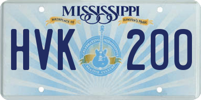 MS license plate HVK200