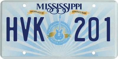 MS license plate HVK201