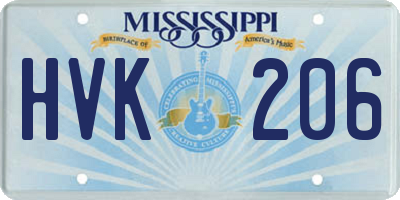 MS license plate HVK206