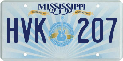 MS license plate HVK207