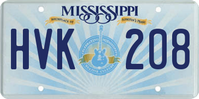 MS license plate HVK208