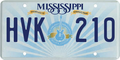 MS license plate HVK210