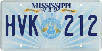 MS license plate HVK212