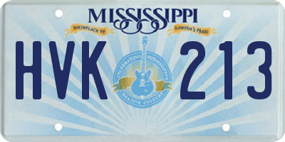 MS license plate HVK213