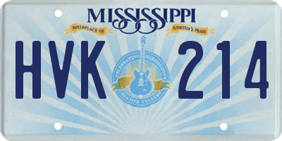 MS license plate HVK214