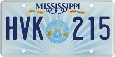 MS license plate HVK215