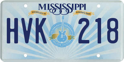 MS license plate HVK218