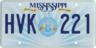 MS license plate HVK221