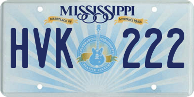 MS license plate HVK222