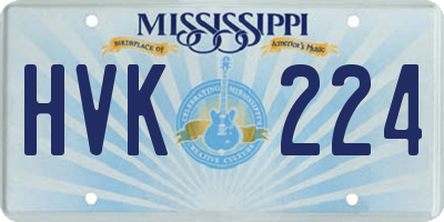 MS license plate HVK224