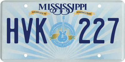 MS license plate HVK227