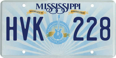 MS license plate HVK228