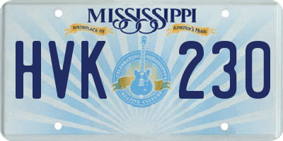 MS license plate HVK230