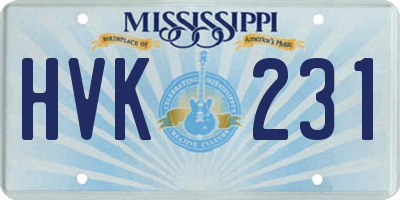 MS license plate HVK231