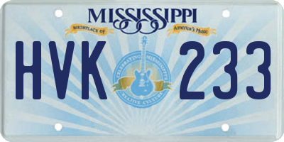 MS license plate HVK233