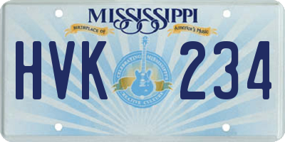 MS license plate HVK234