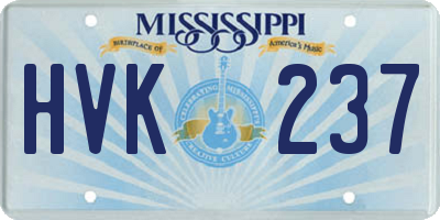 MS license plate HVK237