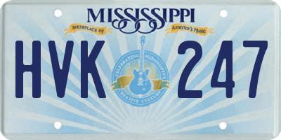 MS license plate HVK247