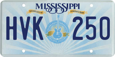 MS license plate HVK250