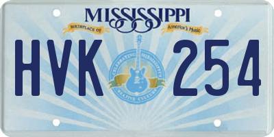 MS license plate HVK254