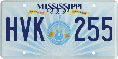 MS license plate HVK255