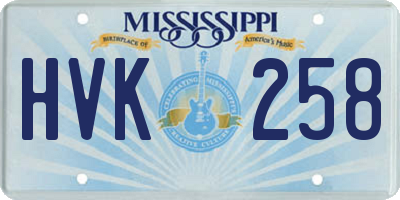 MS license plate HVK258