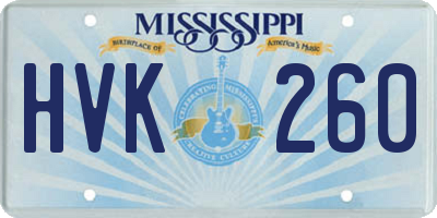 MS license plate HVK260