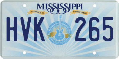 MS license plate HVK265