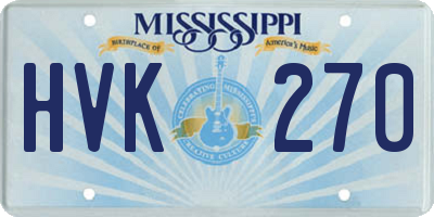 MS license plate HVK270